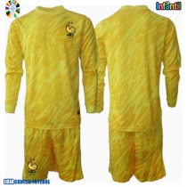 Camisa de Futebol França Goleiro Equipamento Principal Infantil Europeu 2024 Manga Comprida (+ Calças curtas)